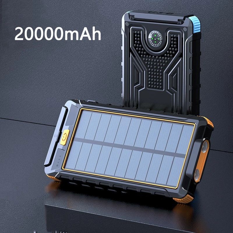 Waterproof Solar Power Bank 20000 MAh LED SOS Light Portable Charger Powerbank For IPhone Samsung Huawei Xiaomi External_voghion.com