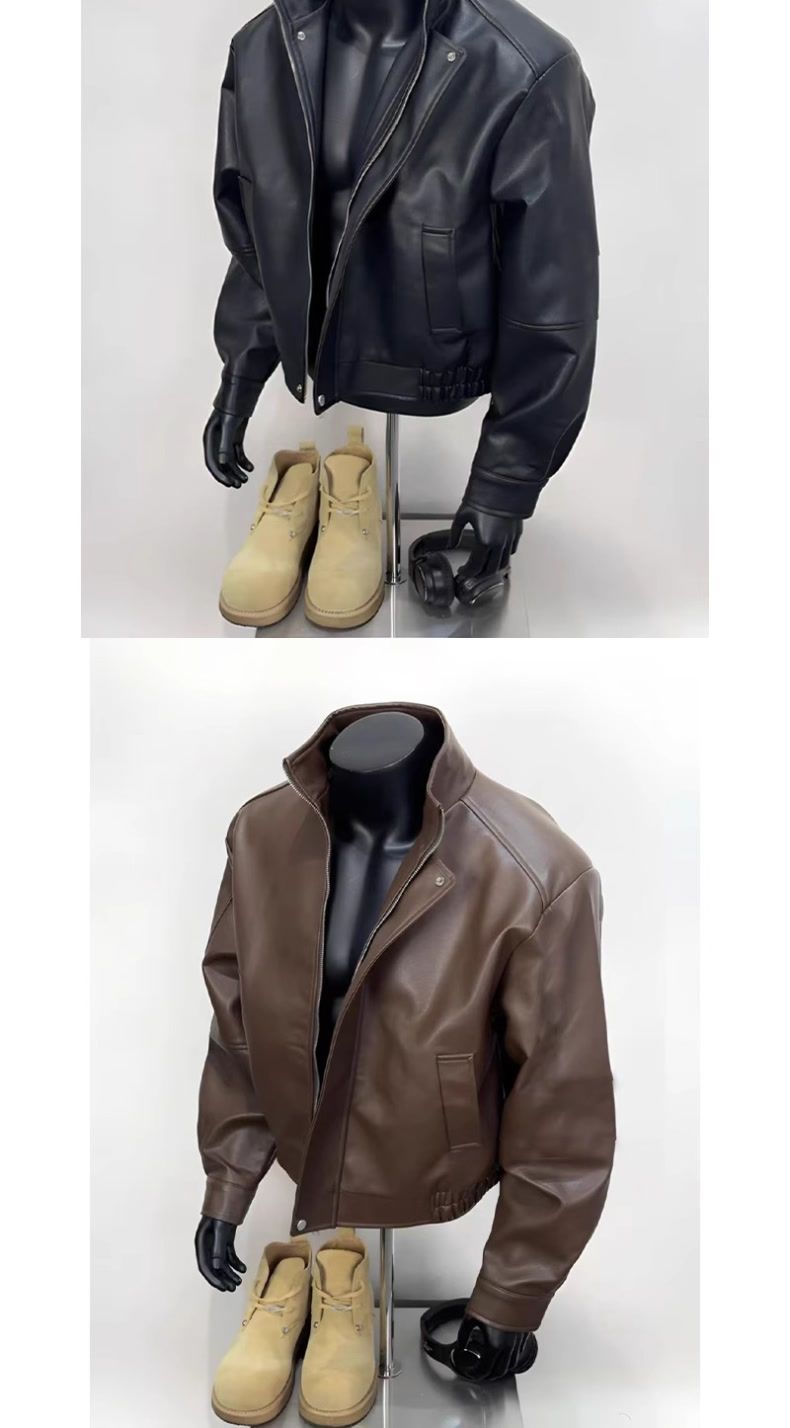American Brown Herren Herbst und Winter Maillard PU Lederjacke Cooles Motorrad Outfit Trendy_voghion.com