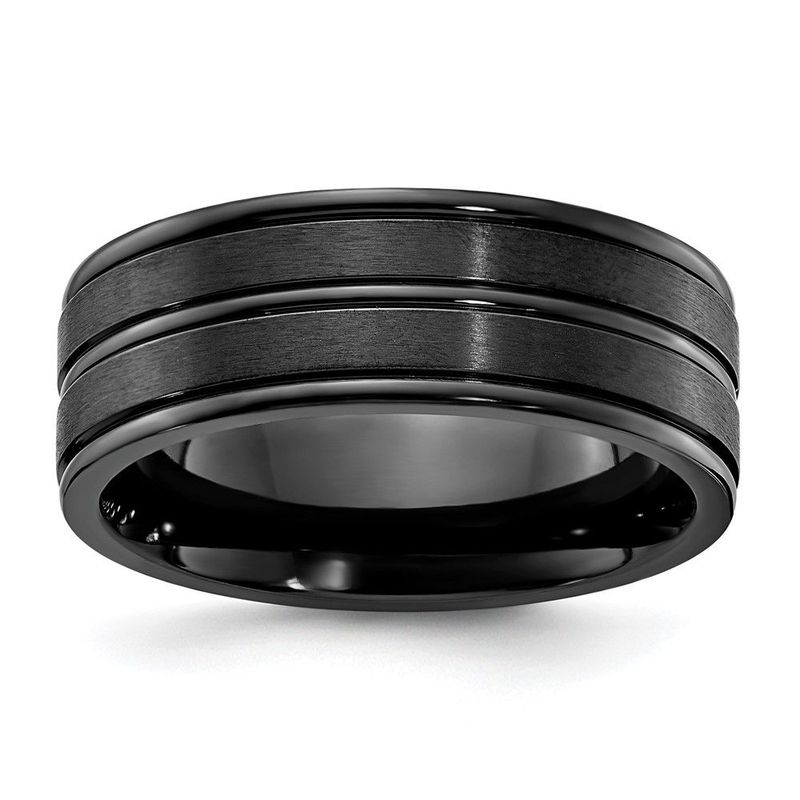 Chisel Titanium Black IP-plated Brushed And Polished 8mm Band_voghion.com