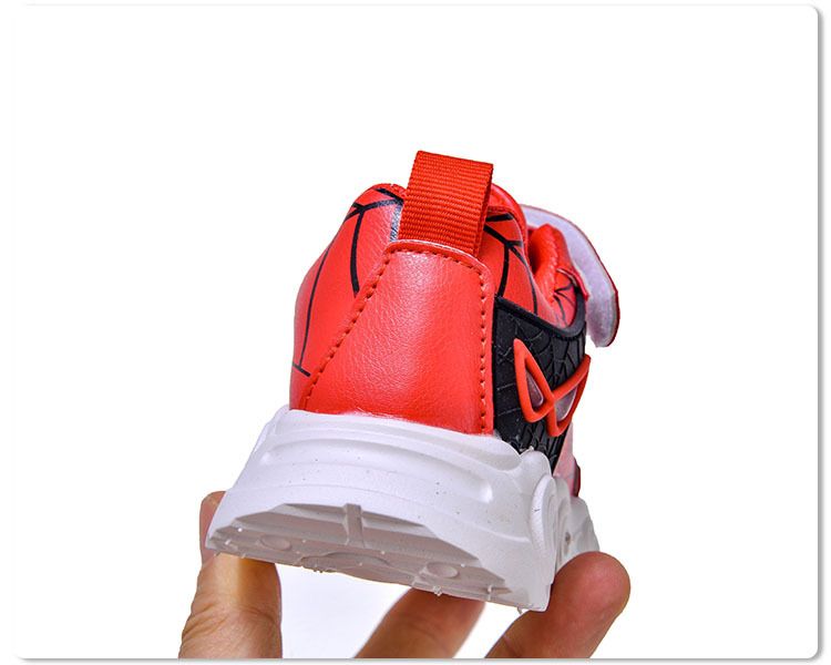 Frühling Herbst Neue Kinder Leder Spinnennetz LED Licht up für Kleine und Mittlere Jungen Casual Sport Schuhe_voghion.com