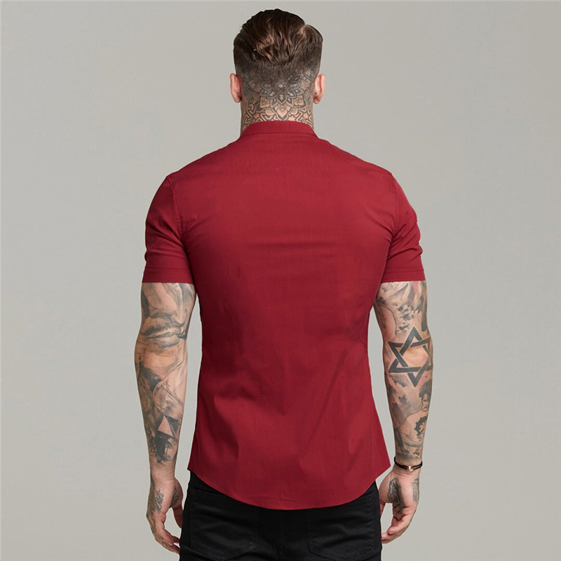 Camicia a maniche corte per sport fitness T-shirt da allenamento per corsa da uomo Camicia con fondo elasticizzato slim fit ad asciugatura rapida_voghion.com