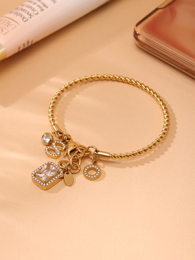 Square Sugar Geometric Diamond Inlaid Pendant Bracelet Made Of Titanium Steel That Does Not Fade, With A Light Luxury Temperament_voghion.com