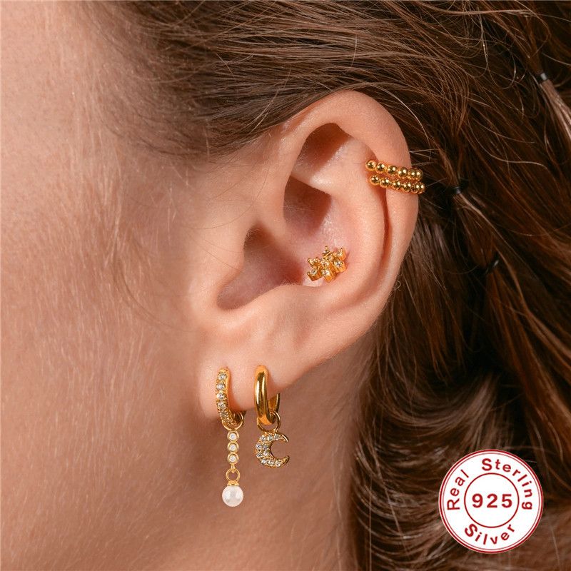 Damen Schmuck S925 Sterling Silber Ohrringe Charm Perlen Anhänger Ohrringe Accessoires Arbeitskleidung Ohrringe Anhänger_voghion.com