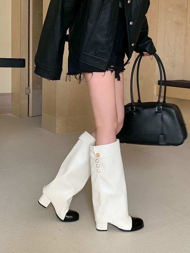 Chunky Heel Boots Women's High-Top Long Boots 2025 Fall/Winter New Stylish Versatile_voghion.com