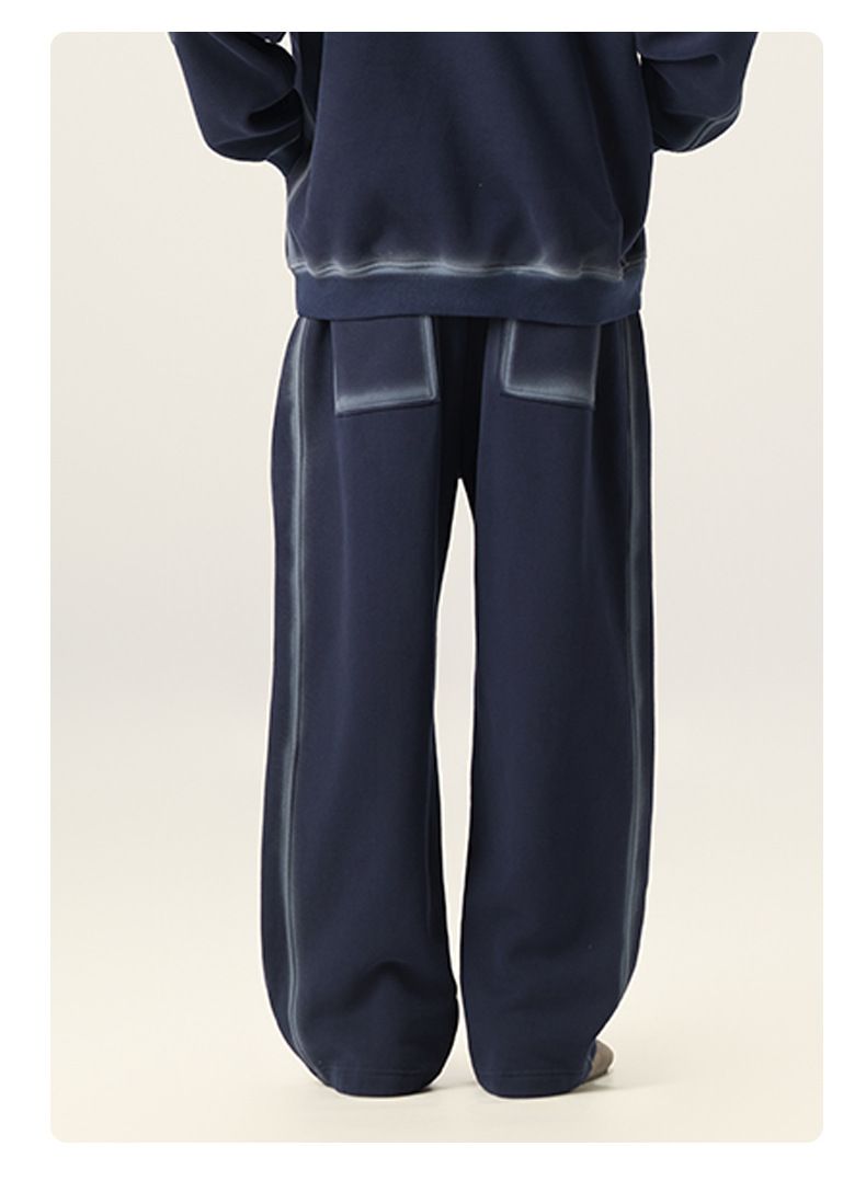 Pantaloni jogger da uomo color block lavati e foderati in pile - Stile casual streetwear con vestibilità ampia e vita elastica per l'autunno_voghion.com