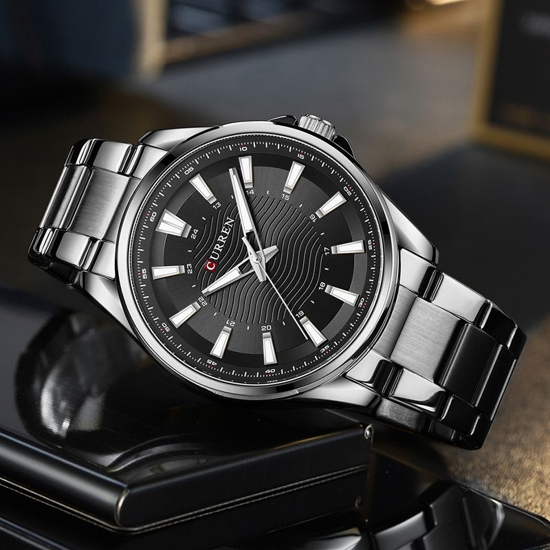 Men's Waterproof Quartz Watch With Stainless Steel Band, Minimalist Round Dial, Date Display, Casual Business Wristwatch_voghion.com