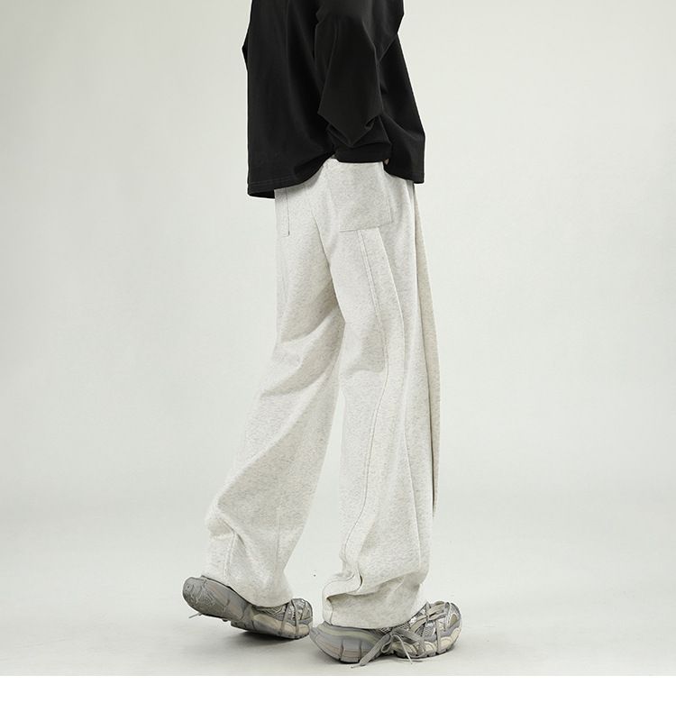 Men's Deconstructed Streetwear Pants – High-Waisted Wide-Leg Joggers (Dragged Hem, Elastic Waist, Lightweight, M-3XL)_voghion.com