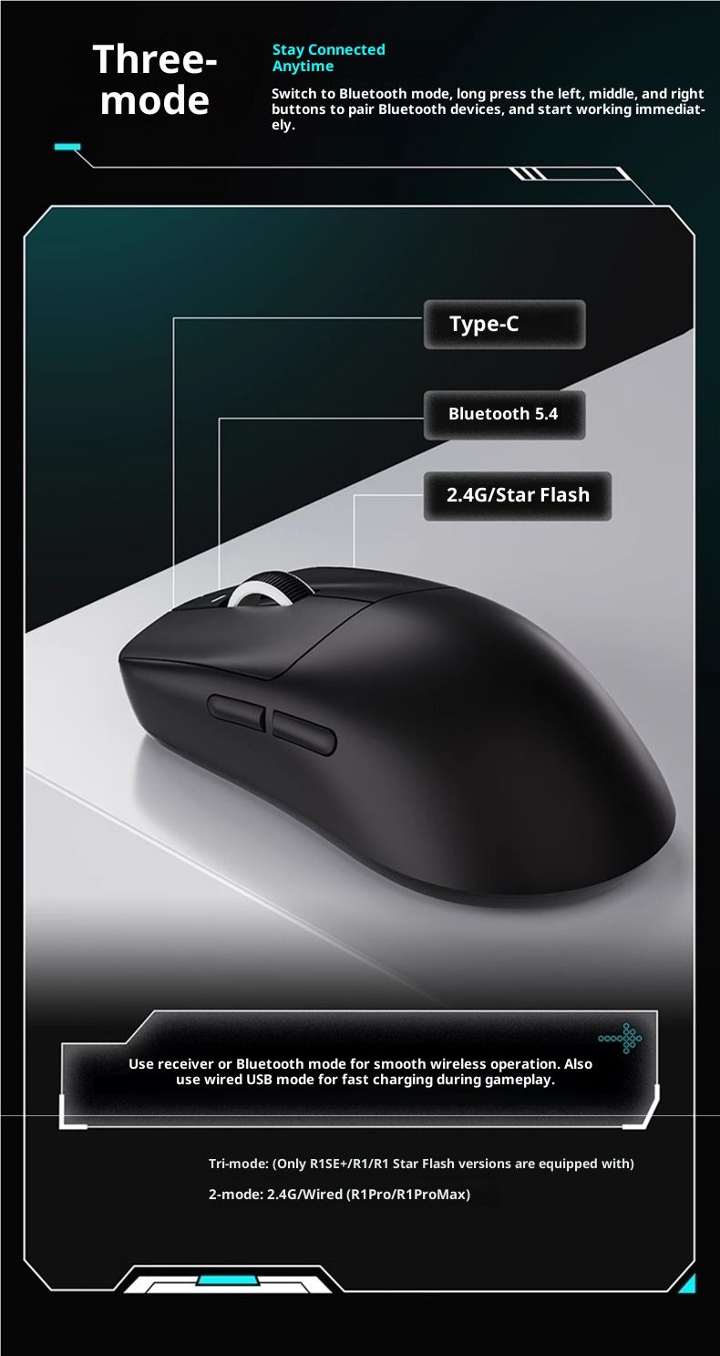 Digitex VXE Dragonfly R1 Kabellose Bluetooth-Maus für Gaming und E-Sport – Lange Akkulaufzeit – Ultraleicht – Ergonomisches Design_voghion.com