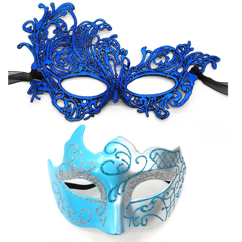 Party Bar Masquerade Men's Painted Half Face Thickened Phoenix Lace Eye Mask Set_voghion.com