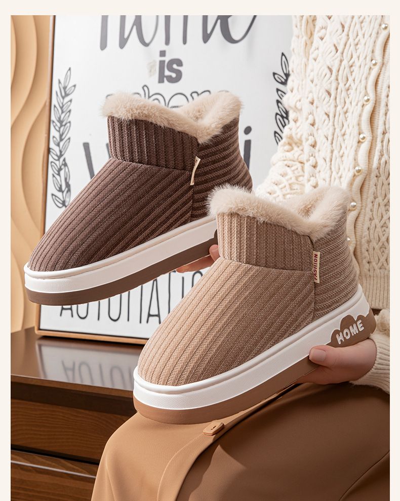 Stivali da neve da donna con suola spessa, nuovo stile invernale, foderati in pile, spessi, caldi, chiusi sul retro, pantofole in cotone, adatti_voghion.com