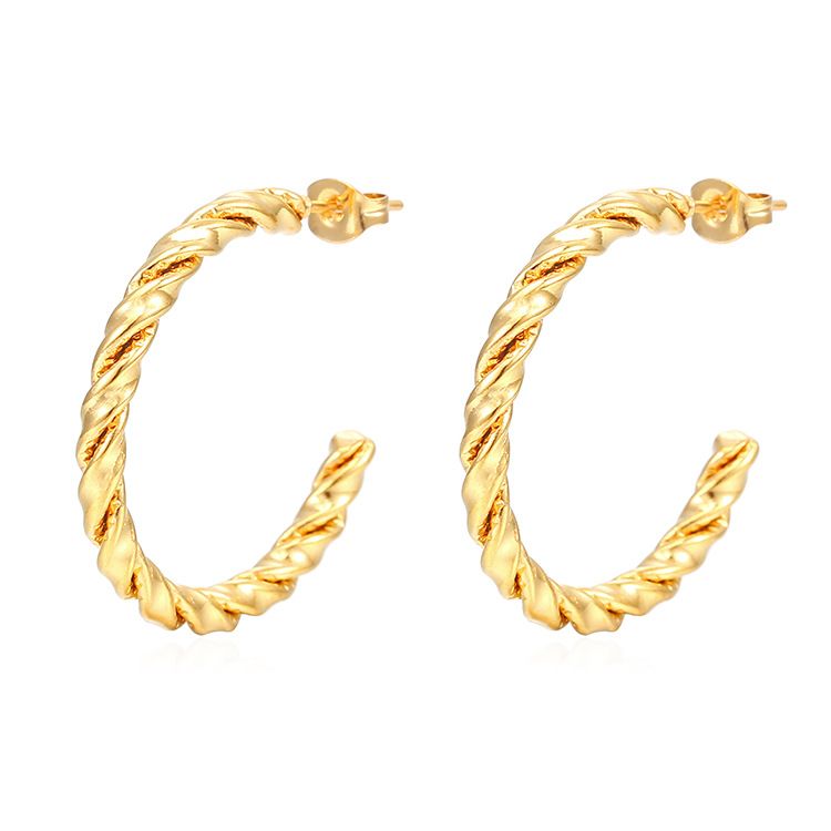 Cross-border hot earrings fashion stainless steel earrings trend simple twisted round ladies earrings jewelry wholesale_voghion.com