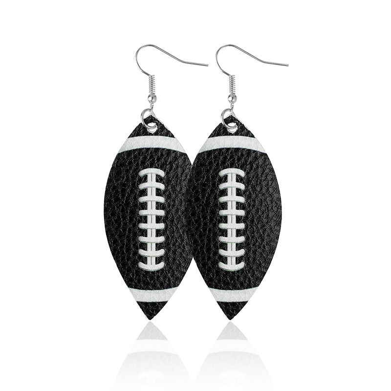 pendientes de pelota, pendientes de rugby, pendientes de pelota con purpurina y lentejuelas, pendientes de cuero de colores_voghion.com
