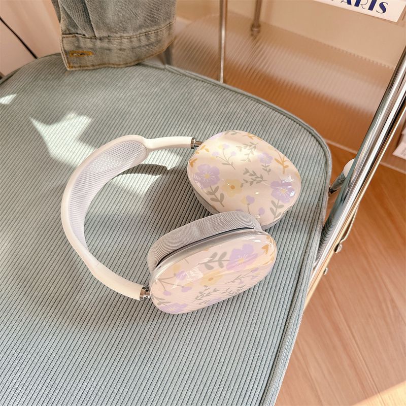 Koreanischer Stil Lila Floral Airpods Max Schutzhülle für Headset Ohrkappe Ohr Mover Kopfhörer Fall IMD_voghion.com