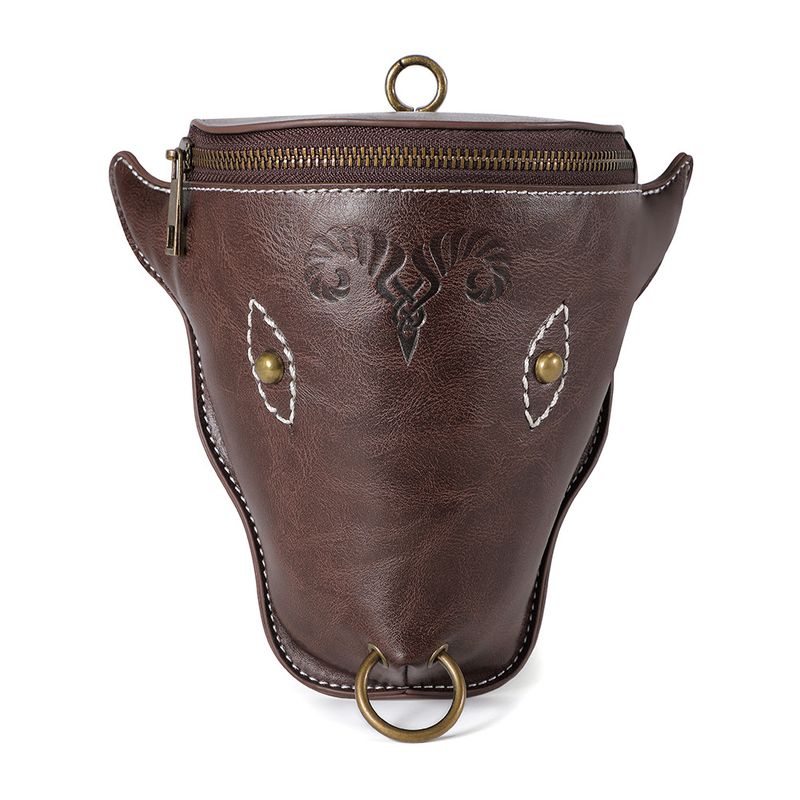 Viking style medieval belt coin purse Knight retro embossed waist bag_voghion.com