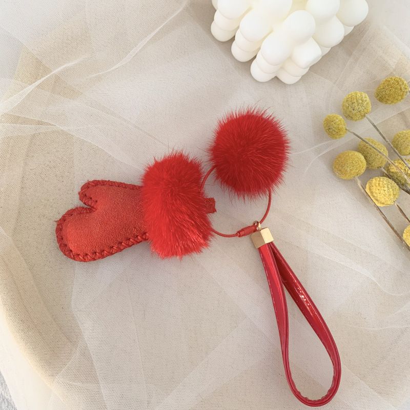 Portachiavi in pelliccia sintetica - Grazioso accessorio fatto a mano in stile coreano, color pastello, per borse, chiavi e decorazioni per auto_voghion.com