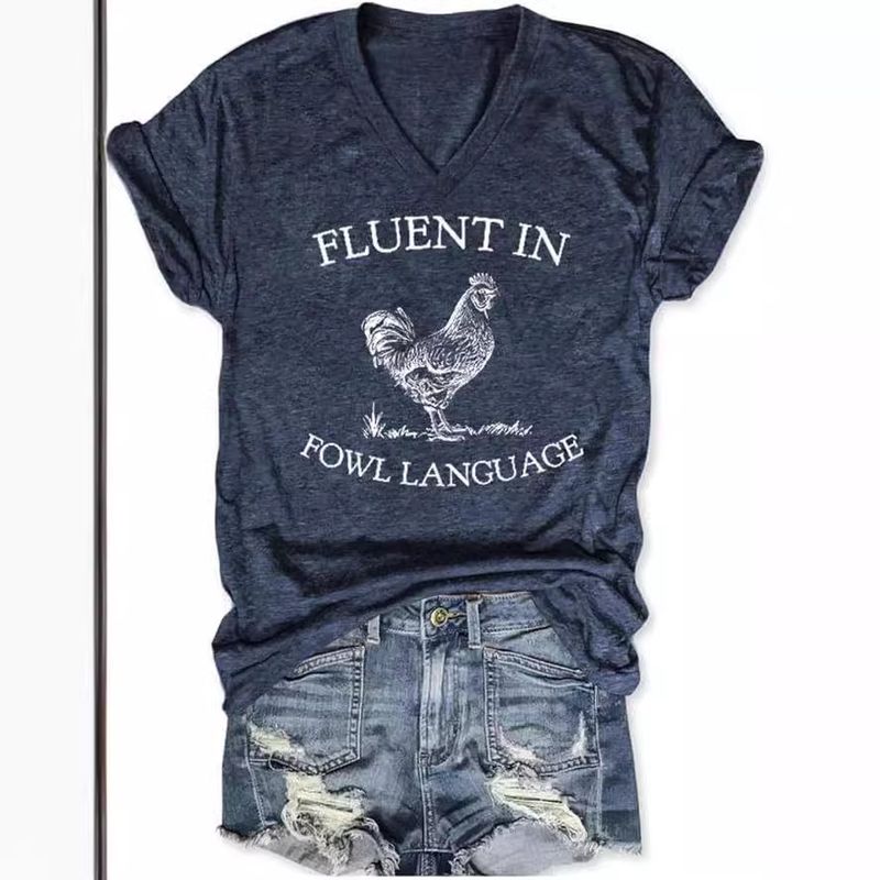 Milk Silk 3D Craft Summer New Loose V-Neck Short Sleeve Letter T-Shirt Top Print_voghion.com