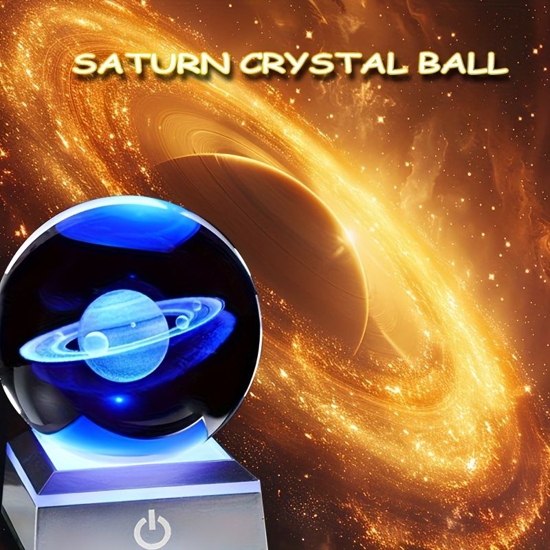 Saturn Crystal Ball Night Light Transparent Multi-Color Changing Mini Planet Decor Perfect Gift For Astronomy Lovers Holidays_voghion.com