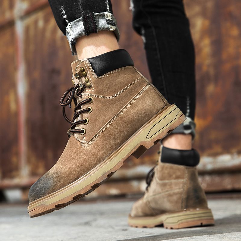 Neu Leder Frühling herren Schuhe High-top herren Erhöhung Werkzeug Martin Stiefel_voghion.com