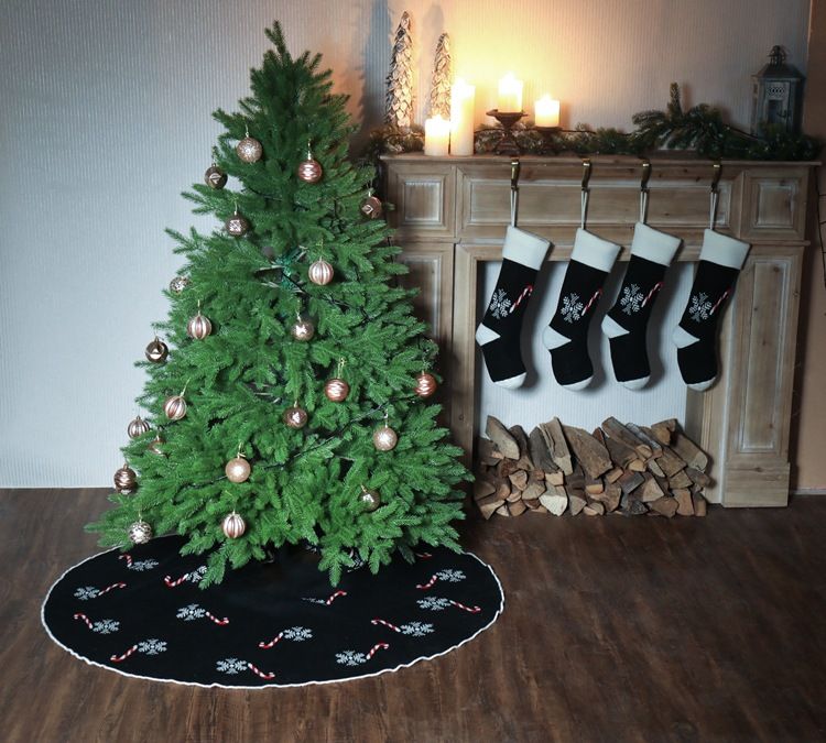 Plush Decorative Knitted Christmas Socks Pendant Cane Candy Snowflake Gift Bag_voghion.com