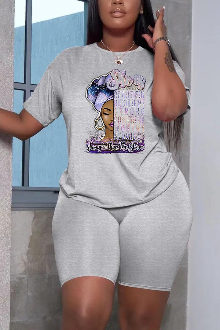 Women's Clothing Suits Summer Casual Short-sleeved Tops And Pants Printed Avatar She In Plus Size Women's Two-piece Suit_voghion.com