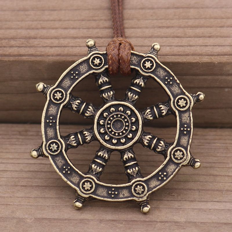 Bússola viking, colar com roda de navio, pingente de runa da mitologia nórdica, colar masculino reto_voghion.com