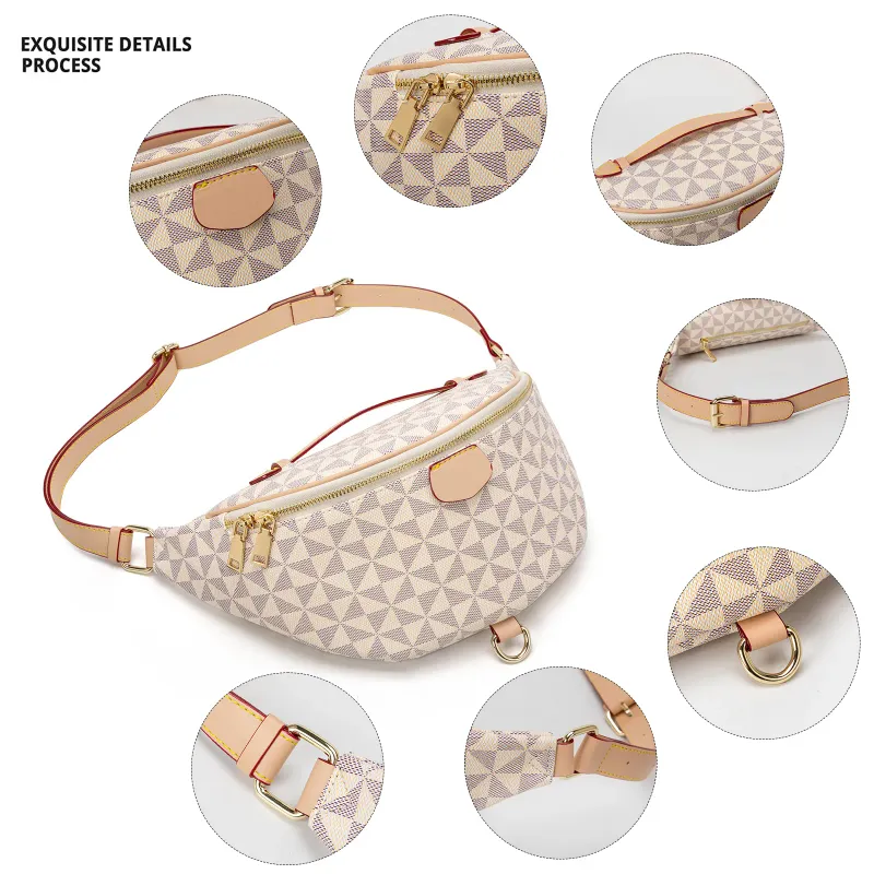 Designer-Bauchtasche mit Monogramm-Muster, geometrischem Muster, verstellbarem Riemen und Tragegriff – versandkostenfrei_voghion.com