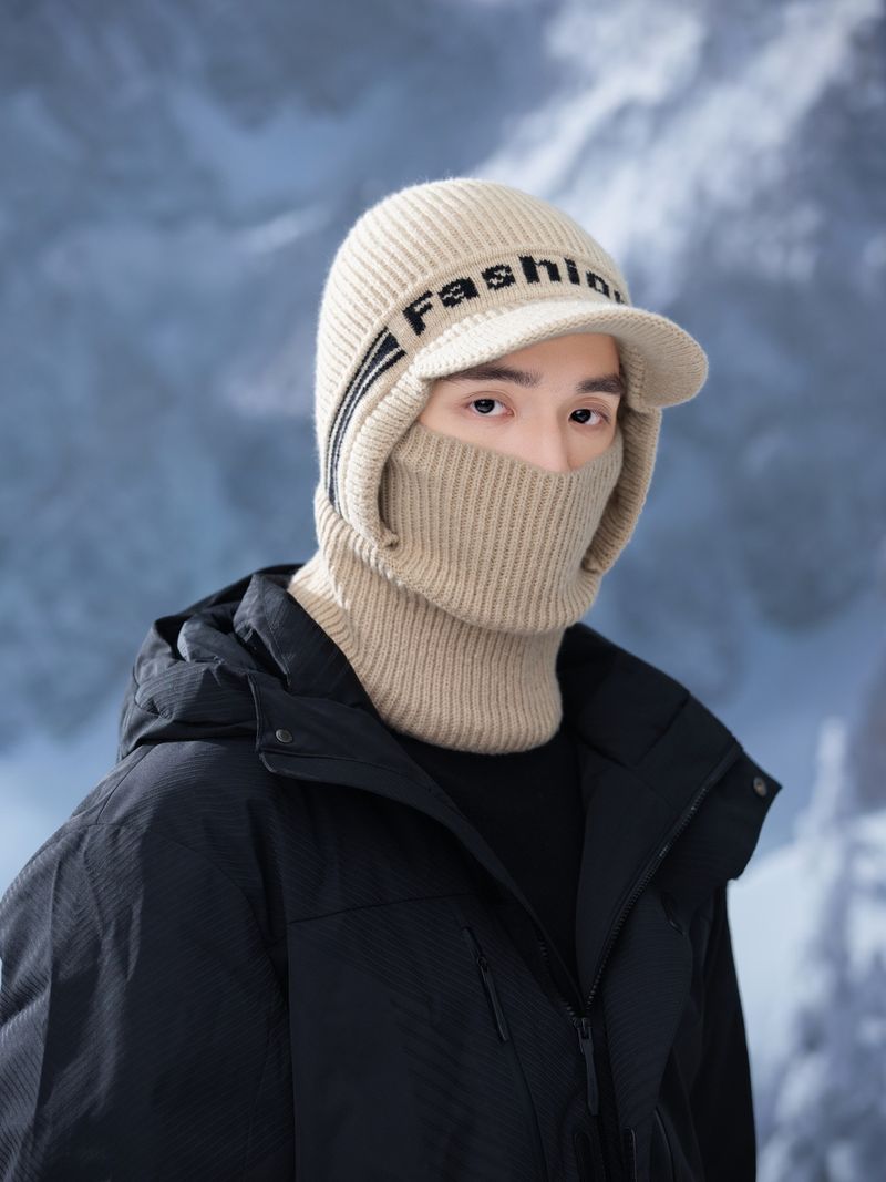 Gorro de punto polar para hombre, de invierno, resistente al viento, de una pieza, para ciclismo al aire libre, con cuello, gorro térmico de lana de una pieza._voghion.com