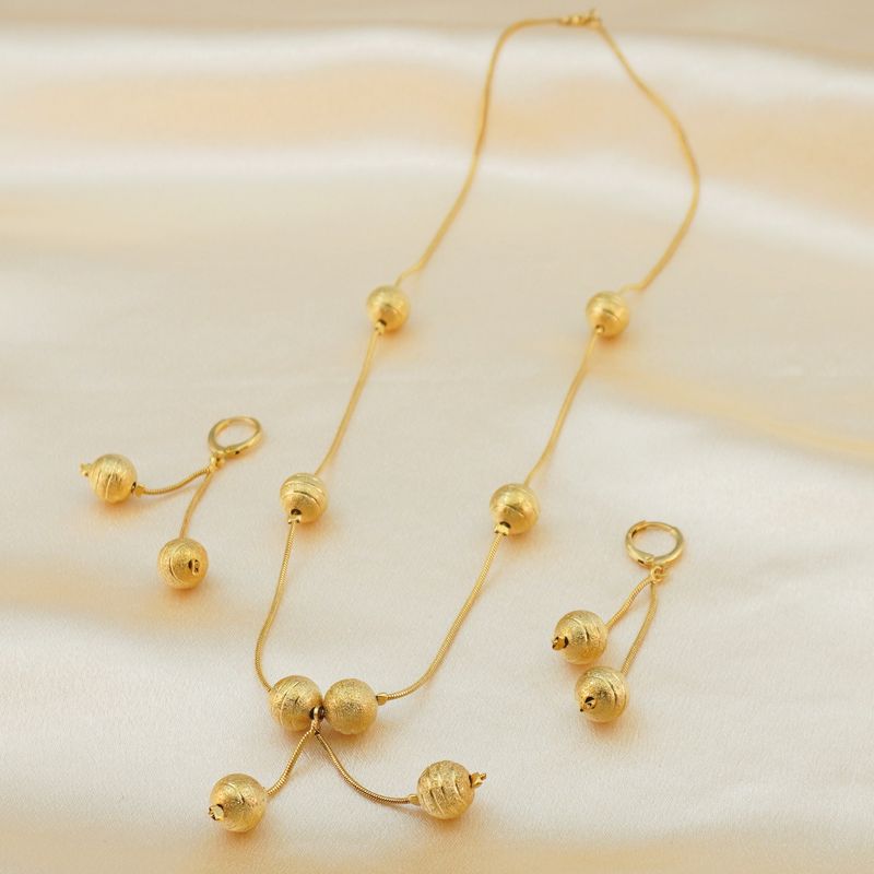 2-teiliges Set aus neuem Dubai-Äthiopien-Damen-Anhänger, Halskette, Ohrringen, Kugelschmuck_voghion.com