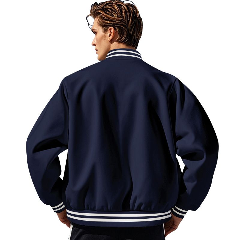 CT Men's Autumn Winter Fleece American Style Loose Casual Stand Collar Baseball Air Force One Flight Jacket_voghion.com