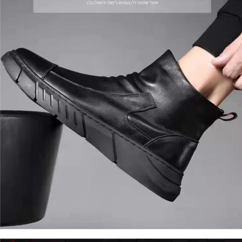 Martin Boots Uomo Autunno Nuove scarpe da uomo Tendenza Versatile Scarpe con cerniera con stivaletti in velluto Stivali medi britannici_voghion.com