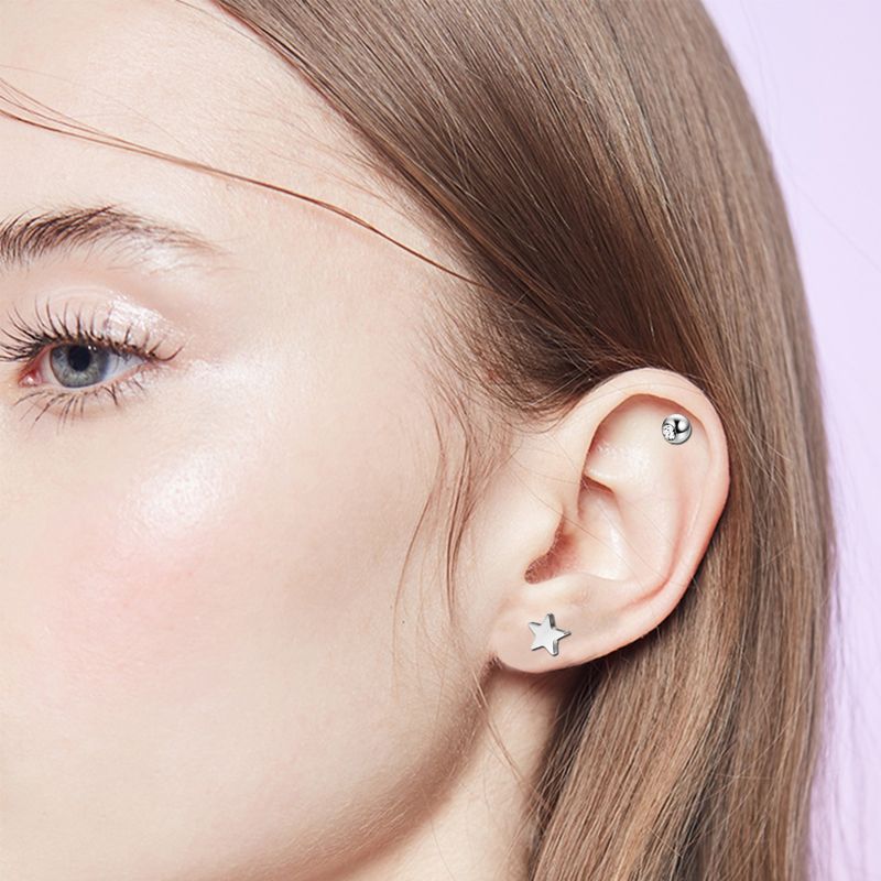 Cravo de aço cirúrgico 316L adequado para homens e mulheres, decoração de piercing de cartilagem de orelha, bastão Fianit,_voghion.com