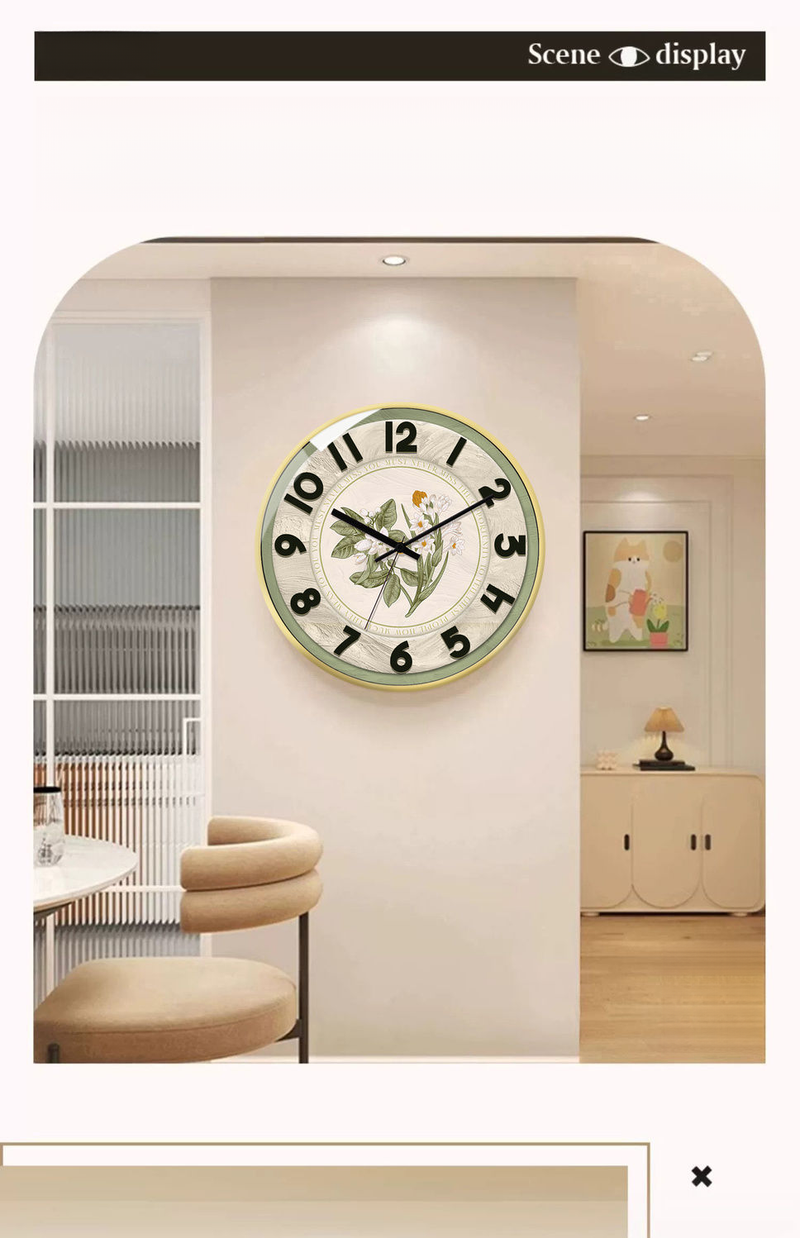 Orologio decorativo al quarzo silenzioso creativo moderno semplice da parete in stile vintage francese, serie Forest, per soggiorno_voghion.com