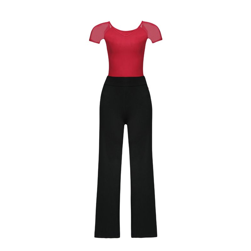 LazyZoom Mesh Fashion Elegant Versatile Body Shape Etiquette Show Yoga Dance Training Practice Wear Set_voghion.com