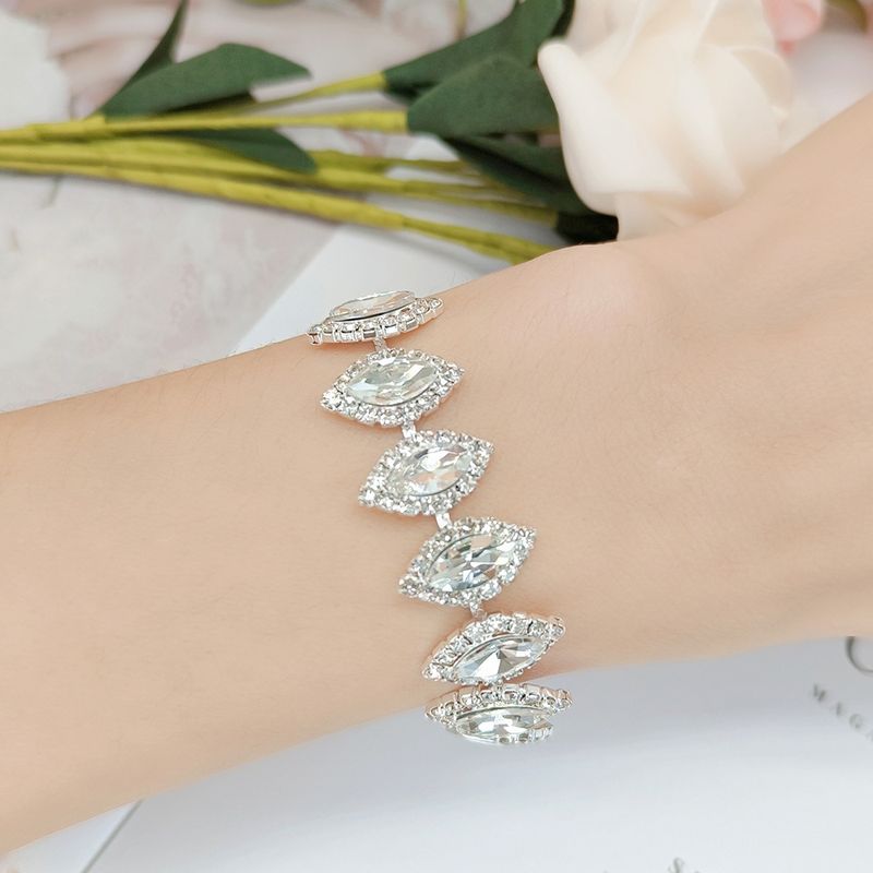 Set di gioielli da sposa - Collana con goccia di cristallo, orecchini e bracciale (argento sterling 925, design con nappe, collana da 45 cm)_voghion.com