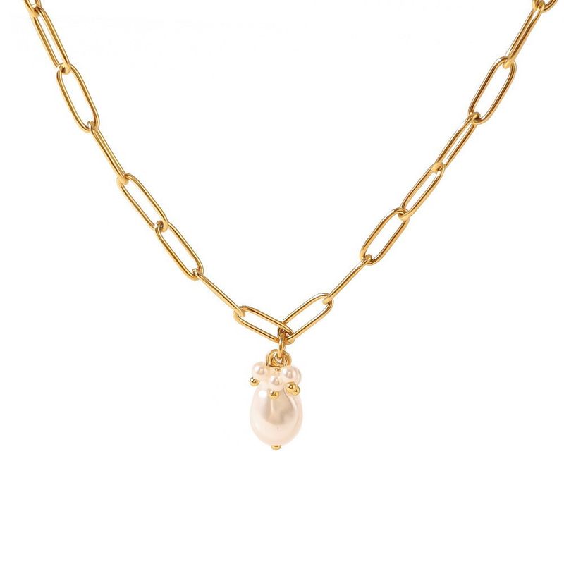 Collier de perles de coquillage d'amour minimaliste avec rétention de couleur pour niche féminine Collier de chaîne plaqué haut de gamme_voghion.com
