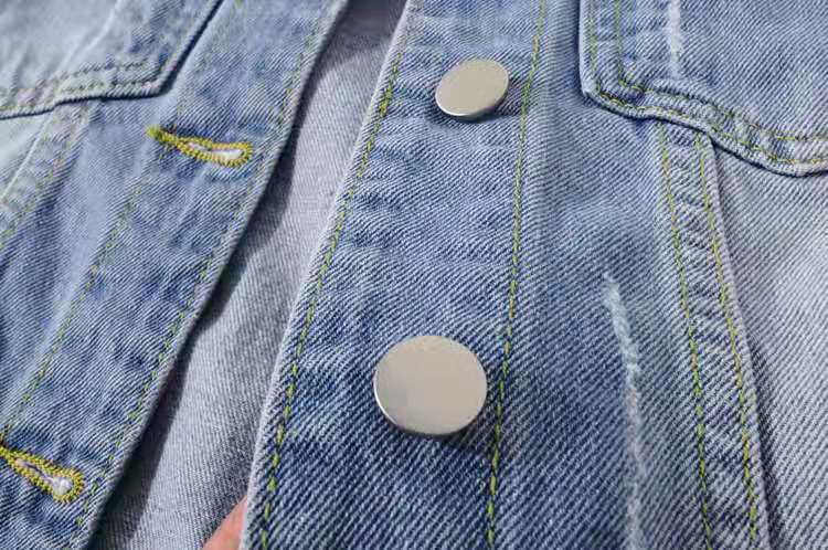 Dam Jeansjacka Vår Höst Kort kappa Rosa Jean Jackor Casual Toppar Lila Gul Vit Lösa toppar Dam Ytterkläder_voghion.com