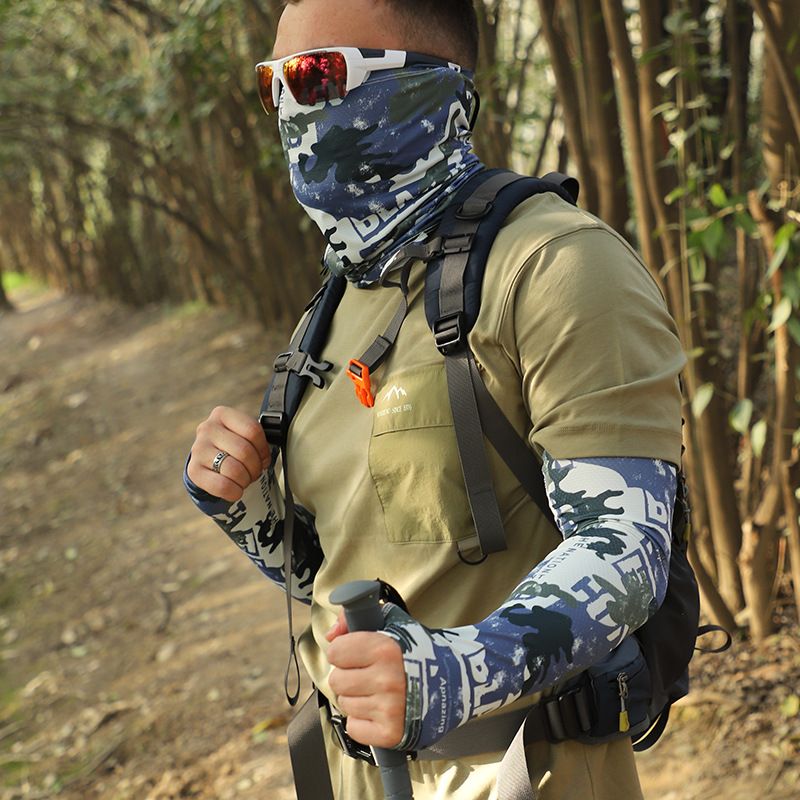 Outdoor UV Face Mask & Neck Gaiter Set - Breathable Ice Silk Arm Sleeves For Hiking Fishing & Sun Protection_voghion.com