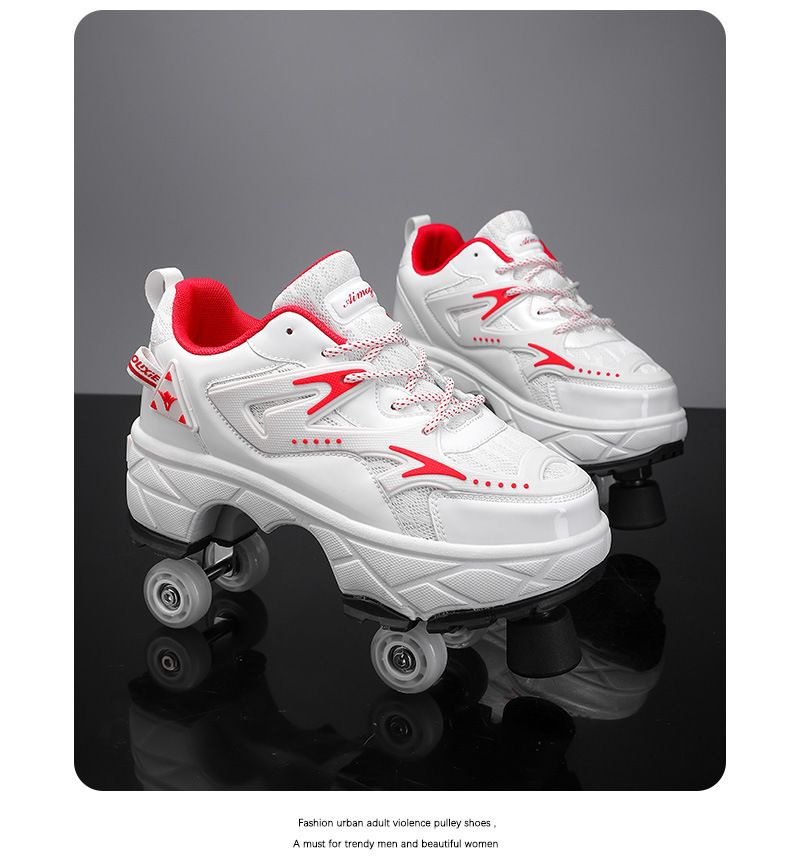 Dziecięce buty autentyczne czterokołowe zdeformowane buty do biegania dla mężczyzn i kobiet rolki dla dzieci chłopców i dziewcząt czterokołowe dwukołowe_voghion.com