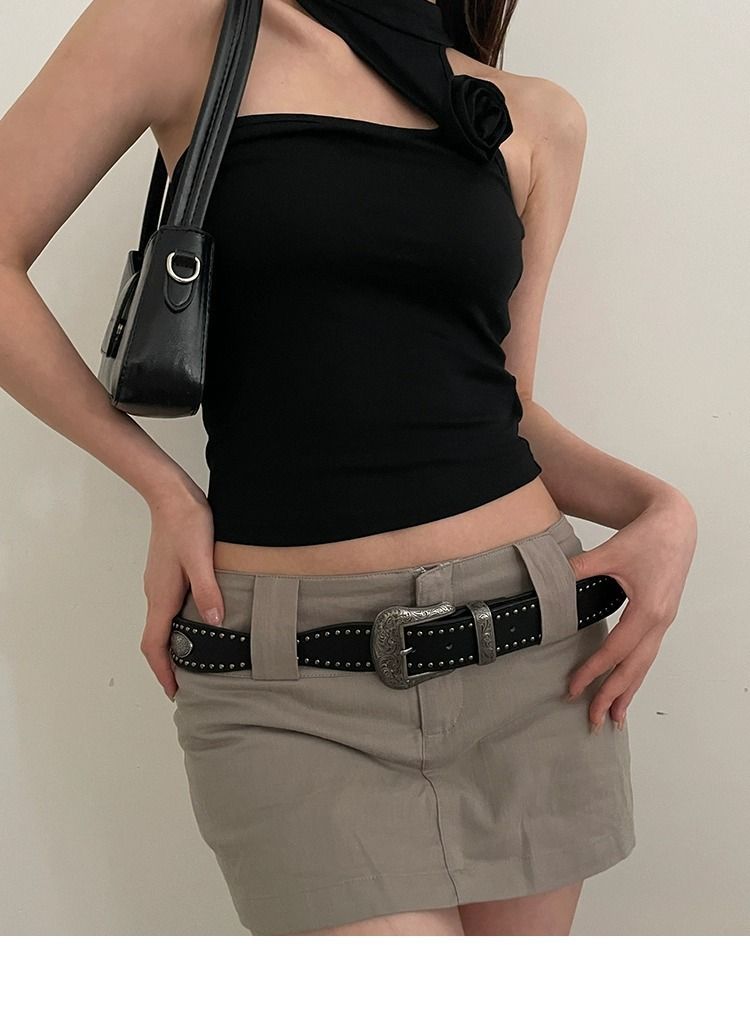 American Retro Belt Women's New Rivet Punk Style Belt Versatile With Jeans Belt Personalized Black_voghion.com