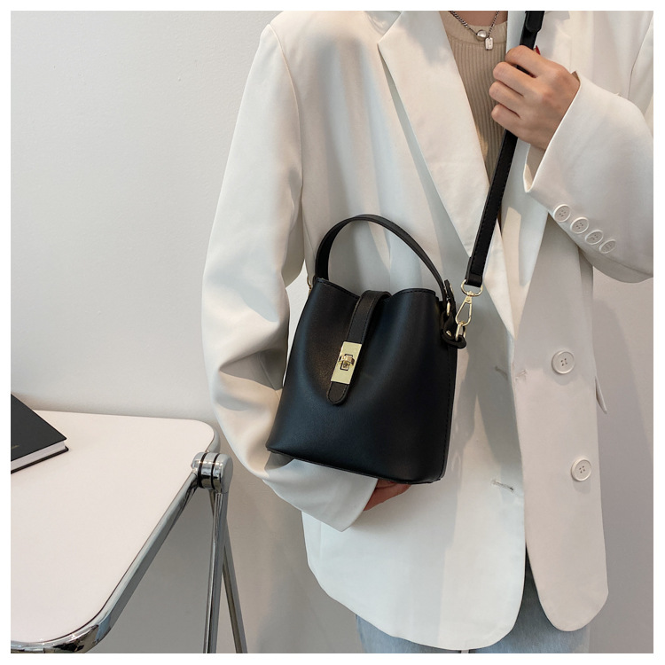 Borsa a secchiello da donna, semplice borsa a tracolla, da pendolare, alla moda, da donna, con texture, a mano_voghion.com