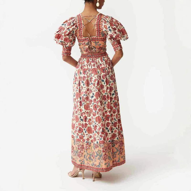 Completo due pezzi da donna elegante casual con top e gonna stampati con scollo quadrato_voghion.com