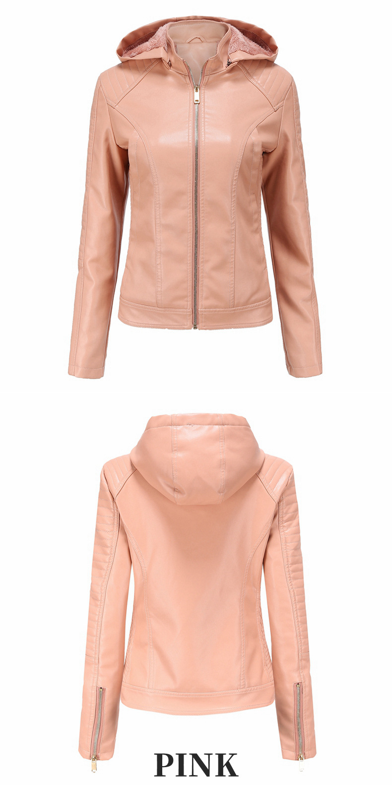 Damenbekleidung, große Größe, Plus-Samt-Lederbekleidung, Damen-Kapuzen-Herbst- und Winter-Kurzmantel, warme Freizeitjacke_voghion.com