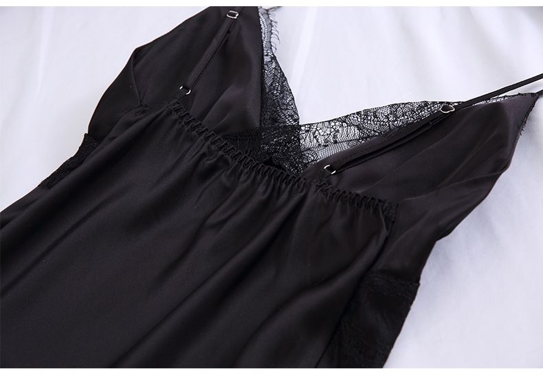 Ensemble deux pièces en dentelle de soie glacée pour femmes, col en v fin, coussinet de poitrine, short à bretelles froncées, été _voghion.com