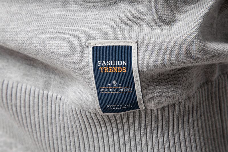 Suéter masculino de malha com gola alta - corte slim, 95% algodão, pulôver com zíper (azul-marinho/preto/verde/cinza claro/cinza escuro/bege)_voghion.com