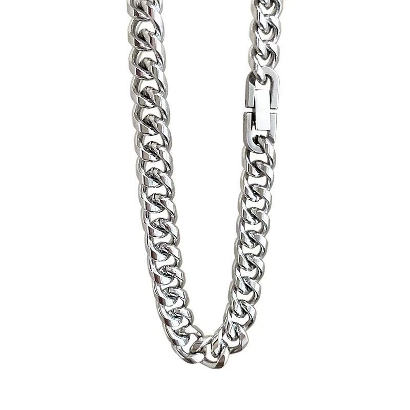 Men's Trendy Hip-Hop Cuban Non-Fading Titanium Steel Necklace Unisex Simple Versatile Couple Thick Chain Accessory_voghion.com