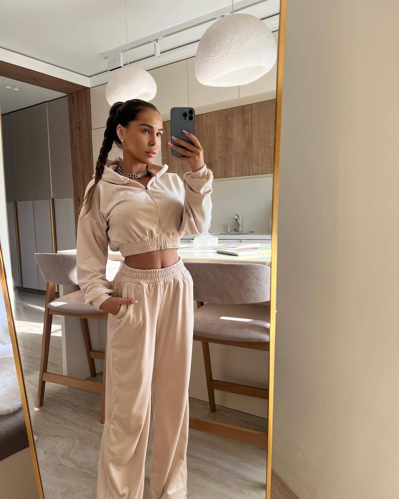 two thousand twenty-four Europe and America Cross border Long Sleeve Zipper Casual Hoodie Elastic Pants Two Piece Set_voghion.com