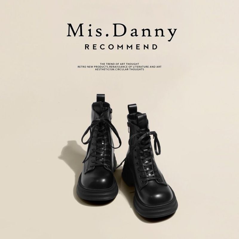 Bottes de neige courtes polyvalentes Martin 2023, style britannique moderne pour femmes, printemps-automne, semelle épaisse simple, lacets._voghion.com