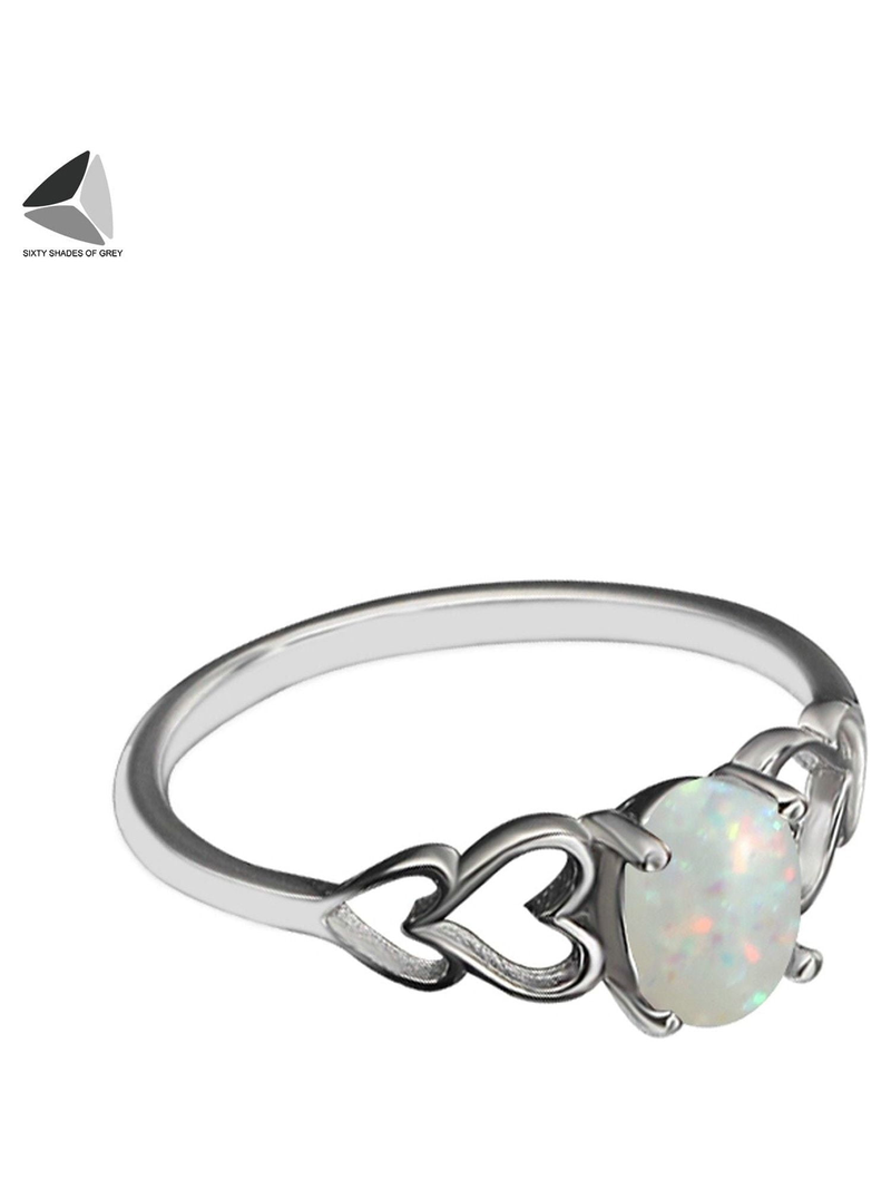 Sixtyshades Created Oval White Opal Rings Sterling Sier Gemstone Jewelry for Womens (Size 10)_voghion.com