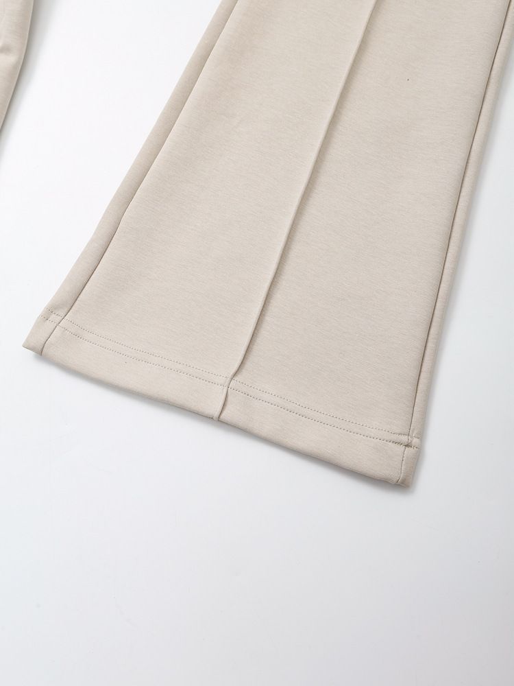 Frae Kleeder Stil Stitch Dekoratioun Elastesch Taille Doppelsäiteg Stoff Bell Bottom Hosen Zipper Sweatshirt Kostüm_voghion.com