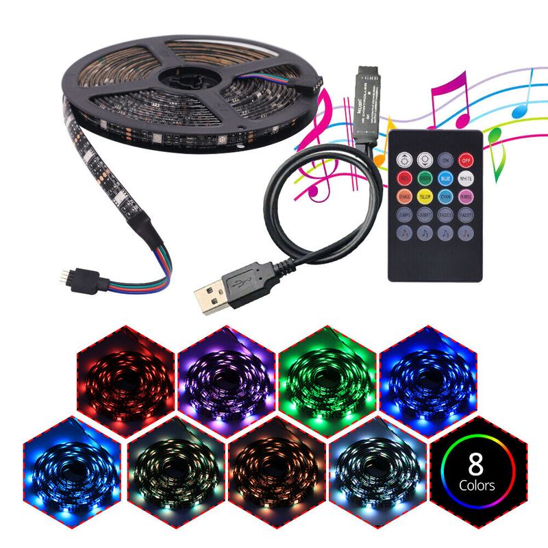 LED-Streifenlichter Sync To Music USB 5050 Flexible RGB-TV-Hintergrund-Streifenlichter_voghion.com